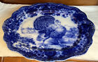 Ridgeway Staffordshire  Flow Blue Turkey platter - 20"  MINT  OLD  And Gorgeous