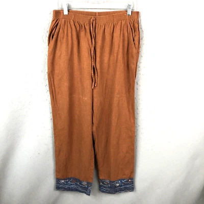 Pantalones Stonebridge para mujer grandes marrón mezcla de lino Lagenlook playa artística boho Foto 1 de 4