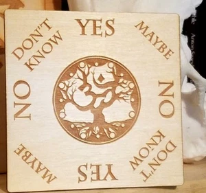 SMALL OHM & TREE OF LIFE Pendulum Board HANDMADE for Wicca, Witch & Pagan [6x6"] - Picture 1 of 8