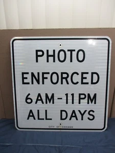 Vtg City of Chicago Photo Enforced Speed Limit Sign Reflective RETIRED 24 x 24 - Picture 1 of 8