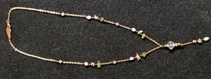 Vintage Necklace - Signed LS - Faux stones and pearls - Gold tone - 17in Long - Picture 1 of 5
