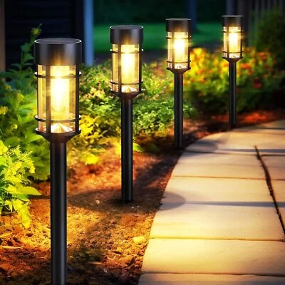 Solar Pathway Lights, 8 Pack LED Solar Lights Outdoor Waterproof, Glass Solar - Image 1 of 4