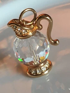 Vintage Swan Signed Swarovski Crystal Rhinestone Pitcher Carafe Charm Pendant - Picture 1 of 9