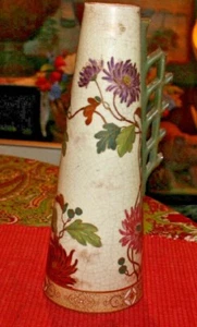 Antiguo jarrón de cerámica alemán pintado a mano flores jarra grande - Imagen 1 de 12