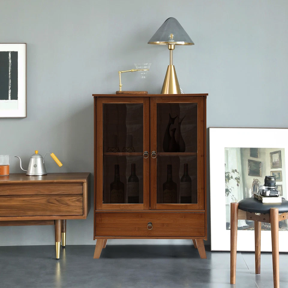 Aparador de cocina retro de bambú organizador de almacenamiento independiente armario de bambú   Foto 1 de 4