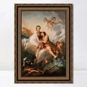 "Arte enmarcado en lona estampado Giclee Venus y Marte por Francois Boucher arte de pared 24""X32" - Imagen 1 de 5