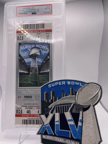 2011 Super Bowl XLV Full Ticket PSA 8 Green Bay Packers vs Steelers +SB Patch! Cover