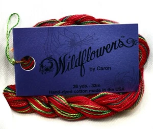 Caron Wildblumen 1-lagig Pima Baumwolle 36 Meter handbemalt Urlaub re/grün - Bild 1 von 2