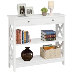 Konsolentisch Sideboard Beistelltisch Holz Flurtisch mit Schublade und 2 Ablagen - Bild 1 von 12
