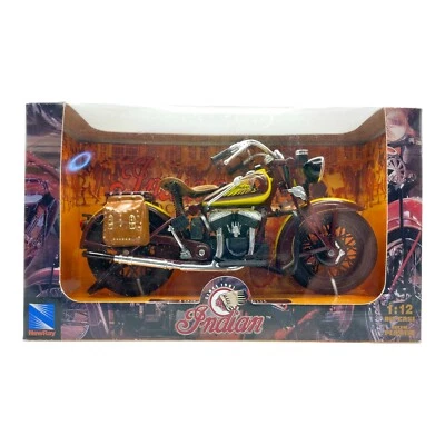 New In Box NewRay Indian 1934 Sport Scout 1:12 Die Cast Yellow Brown Motorcycle - Image 1 of 4