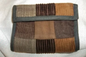 Vintage Patchwork Multicolor Cord Klettverschluss Geldbörse dunkle Farbe - Bild 1 von 4