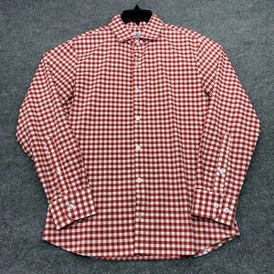 Camicia uomo MIzzen+Main bordo piccolo vestibilità rosso e bianco quadri manica lunga con bottoni - Foto 1 di 8