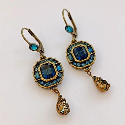 Elegantes Pendientes Michal Negrin Rosa Brillante Art Deco Renacimiento Cuelga Gota Regalo Foto 1 de 4