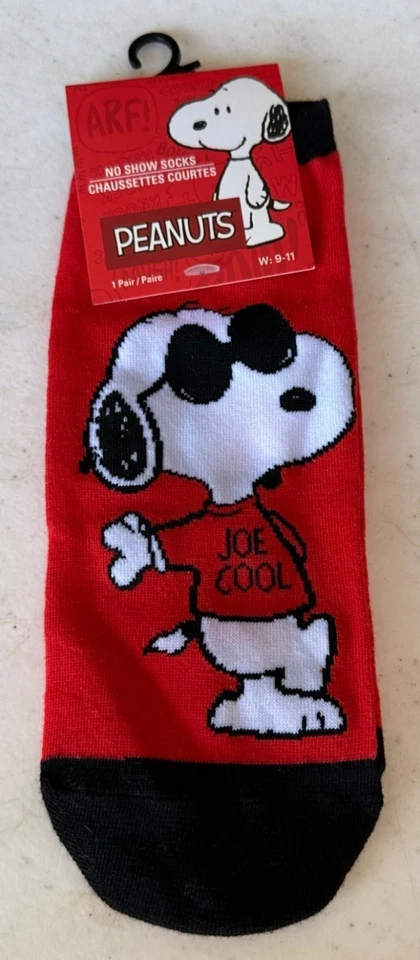 Peanuts Snoopy Joe Cool 红色白色无展示袜女式 9-11 码(全新) — 第 1/4 张图片