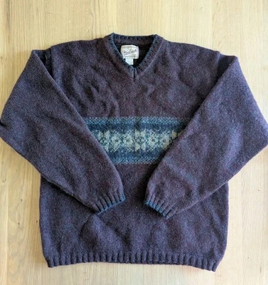 Suéter de Colección Woolrich Para Hombres Grande Púrpura Mezcla de Lana Tejido Pesado Cuello Redondo Suéter  Foto 1 de 4