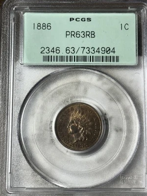 1886 Proof 1c PCGS PR-63 RB OGH Indian Head Cent - Image 1 of 3