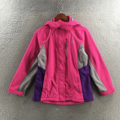 Jaqueta com capuz Reebok feminina zíper completo XL rosa mistura de poliéster manga longa com capuz - Imagem 1 de 4