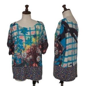 TSUMORI CHISATO Checker Floral Printed Top Size 2(K-156301) - Picture 1 of 12