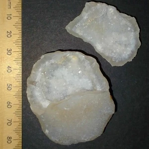 Agate Geode pair natural Chalcedony w/ Druzy Quartz crystal cave specimen 306ct - Bild 1 von 6