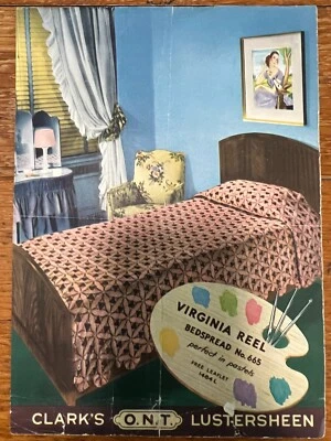 Crochet Pattern Virginia Reel Bedspread No 665 Leaflet 1938 (G5163) - Image 1 of 4