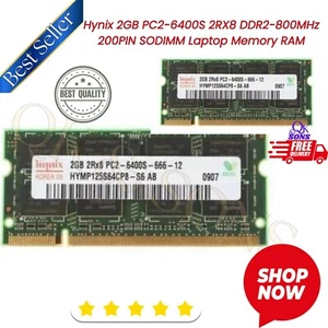 Hynix 2GB PC2-6400S 2RX8 DDR2-800MHz 200PIN SODIMM Laptop Memory RAM - Picture 1 of 8
