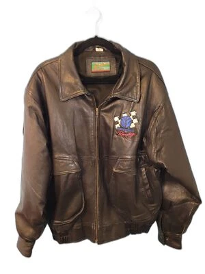 Винтажная мужская большая черная кожаная гоночная куртка Shelter Bay New Holland на молнии - Изображение 1 из 4