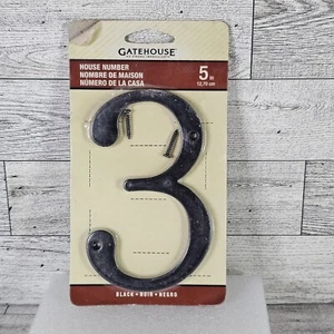 Gatehouse 4 Inch Black House Address Number 3, Flush Mount - Picture 1 of 4