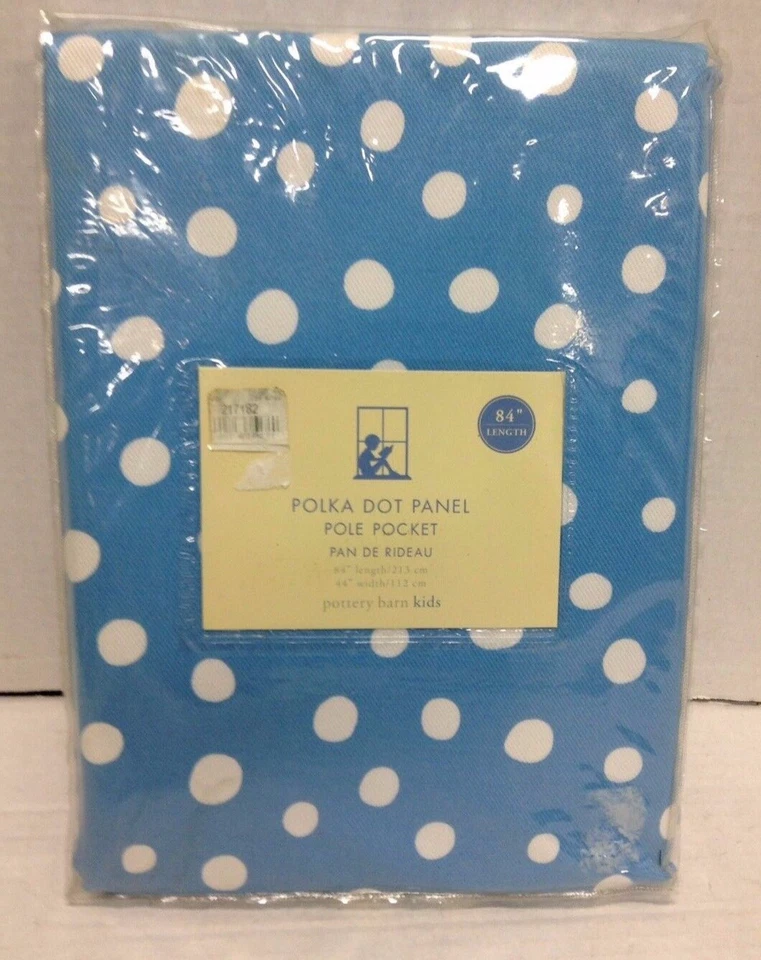 Pottery Barn Kids Polka Dot Window Curtains Drapes Panels 44x84 BLUE Pole Pocket - Image 1 of 4