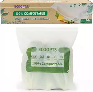 100% Compostable Large Gallon Zip Bag | Eco-Friendly Food Storage Bags | Freezer - Picture 1 of 7