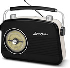Byronstatics Black AM FM Radio - Small Portable Radios Vintage/Retro with Hea