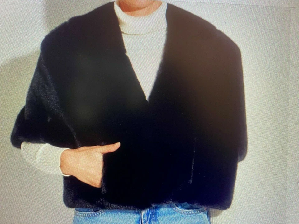 Catherine Malandrino Bolero Feminino Capelet Pele Sintética Cor Preta Tamanho M Novo com etiquetas - Imagem 1 de 4