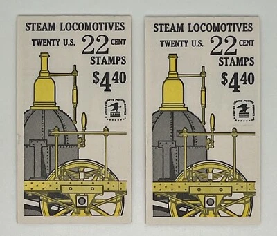 USPS #2545-2549 BK163 2 BOOKLETS OF STAMPS STEAM LOCOMOTIVES 2x20x22C FV $8.80 - Image 1 of 2