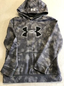 Under Armour Sweatshirt Kids Boy's Medium Gray Chest Logo Fleece Casual Pullover - Picture 1 of 6