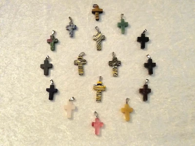 16 tlg Halbedelstein-/Mineralien-Anhänger-Konvolut - Heil- & Geburtssteine - NEU - Bild 1 von 4