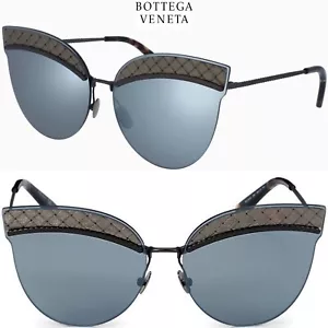 BOTTEGA VENETA BV0101S 002 RUTHENIUM/SILBERGRAU SPIEGELSONNENBRILLE KATZENAUGE. 64 mm - Bild 1 von 15