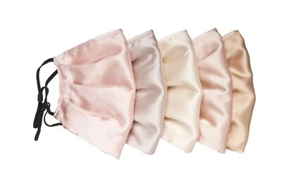 HABAC STUDIO Satin Silk Face Masks Reusable Face Mask Cover Pack of 5