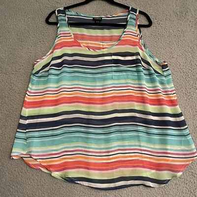 Torrid Sheer Tank Top Women's Large Pullover Pocket Bright Stripes Blouse - Image 1 of 4