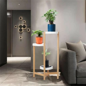 3Tiers Plant Stand Balcony Living Room Corner Flower Pots Holder Bamboo Frame US - Picture 1 of 12