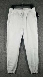 WT02 Men Sz M Jogger Fleece Sweatpants White NWT Workout Active Athletic Gym Run - Picture 1 of 10