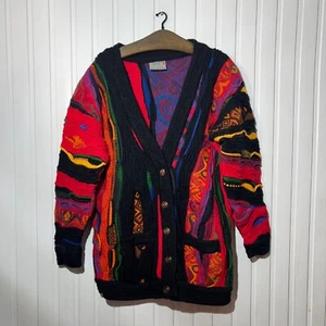 Coogi Multicolor Knit 3D Wool Long Sleeve Cardigan Size S - Picture 1 of 13