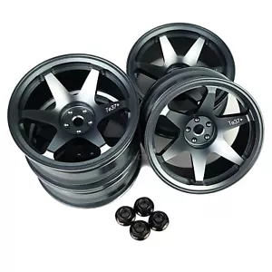 4 x 1/10 ruote in lega stradale RC 6 razze per Tamiya TT02 Fazer TE37 12 mm esagono 6 mm os - Foto 1 di 10