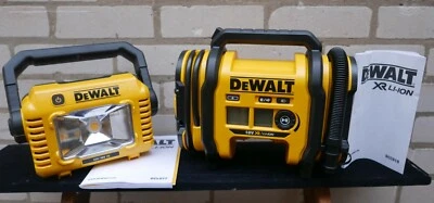 DeWalt DCC018 18V XR Cordless Tyre Inflator + DCL077 18V Area Task Work Light - Image 1 of 4