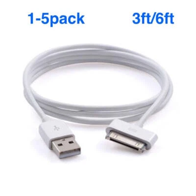 3Ft/6Ft 30-pin USB Charger Cable Cord Compatible to charge iPhone 4 4S iPod 4th - Image 1 of 4