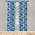 Tropical Curtains 2 Panel Set Exotic Leaves Cold Tones