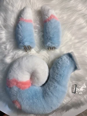 Handmade Genshin Impact Sigewinne Plush Ears Cosplay Props Plushie Tail W Belt - Image 1 of 4