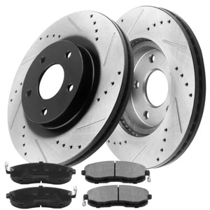 Front Drilled Brake Rotors & Brake Pads for 11-2016 Hyundai Sonata Kia Optima - Picture 1 of 7