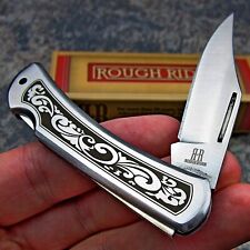 Rough Rider Scroll Work Design Clip Point Blade Folding Lockback Pocket Knife