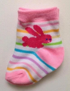 NWT CUTE BUNNY SPRING STRIPED SOCKS Size 12 - 24 Months - Picture 1 of 1