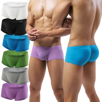 6PACK Sexy Men Boxer Briefs Seamless Smooth Pouch Shorts Trunks Underwear M-2XL - Image 1 of 4