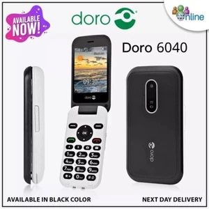 New Doro 6040 GSM 3G Flip Button Black Mobile Phone 3MP Cam Bluetooth Unlocked - Picture 1 of 1